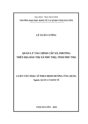 Luận văn thạc sĩ quản lý kinh tế quản lý tài chính cấp xã phường trên địa bàn thị xã phú thọ tỉnh phú thọ
