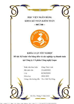 Kế toán vốn bằng tiền và các nghiệp vụ thanh toán tại công ty cổ phần công nghệ gapo