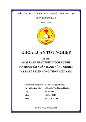 Giải pháp phát triển dịch vụ phi tín dụng tại ngân hàng nông nghiệp và phát triển nông thôn việt nam khoá luận tốt nghiệp