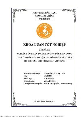 Nghiên cứu nhân tố ảnh hưởng đến biến động giá cổ phiếu ngành vận tải biển niêm yết trên ttck việt nam