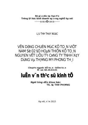 Vận dụng chuẩn mực kế toán việt nam số 02 để hoàn thiện kế toán nguyên vật liệu tại công ty tnhh xây dựng và thương mại phong thái