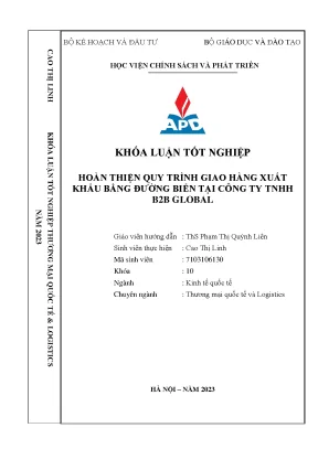 Hoàn thiện quy trình giao hàng xuất khẩu bằng đường biển tại công ty tnhh b2b global