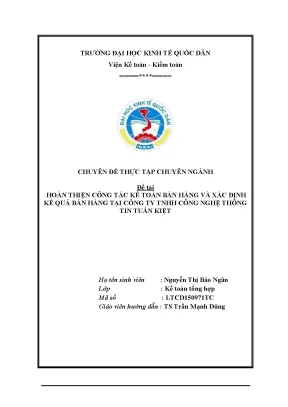 Hoàn thiện công tác kế toán bán hàng và xác định kế quả bán hàng tại công ty tnhh công nghệ thông tin tuấn kiệt