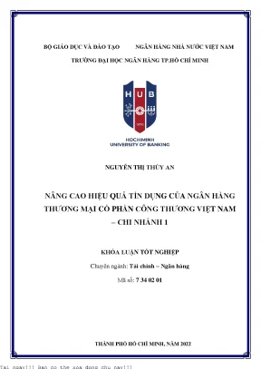 Nâng cao hiệu quả tín dụng của ngân hàng thương mại cổ phần công thương việt nam chi nhánh 1 2022