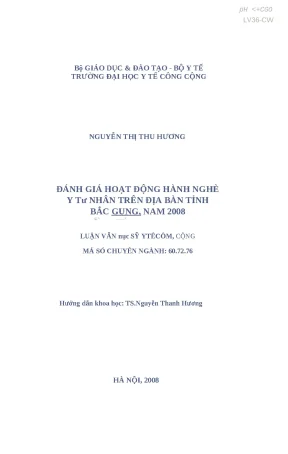 Luận văn đánh giá hoạt động hành nghề y tư nhân trên địa bàn tỉnh bắc giang năm 2008