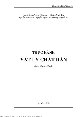 Giáo trình thực hành vật lý chất rắn lưu hành nội bộ