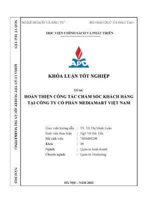 Hoàn thiện công tác chăm sóc khách hàng tại công ty cổ phần mediamart việt nam