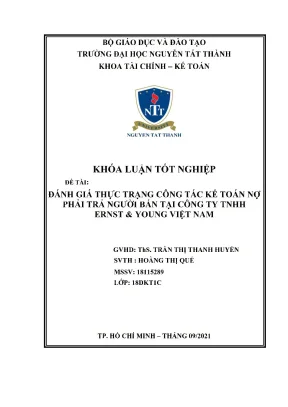 Đánh giá thực trạng kế toán công nợ phải trả người bán tại công ty tnhh ernstyoung việt nam