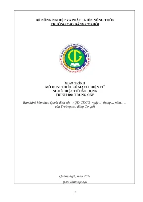 Giáo trình thiết kế mạch điện tử nghề điện tử dân dụng trung cấp