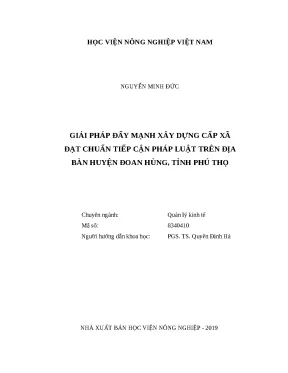 Luận văn thạc sĩ giải pháp đẩy mạnh xây dựng cấp xã đạt chuẩn tiếp cận pháp luật trên địa bàn huyện đoan hùng tỉnh phú thọ