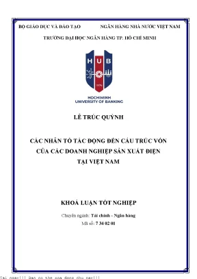 Các nhân tố tác động đến cấu trúc vốn của các doanh nghiệp sản xuất điện tại việt nam 2023