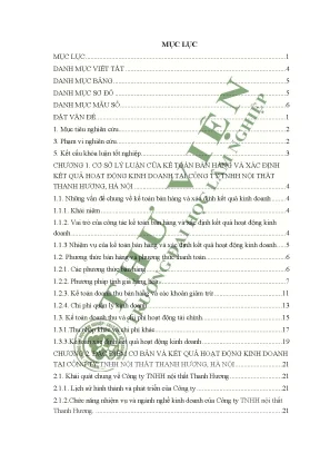 Nghiên cứu công tác kế toán bán hàng và xác định kết quả hoạt động kinh doanh tại công ty tnhh nội thất thanh hương quốc oai hà nội