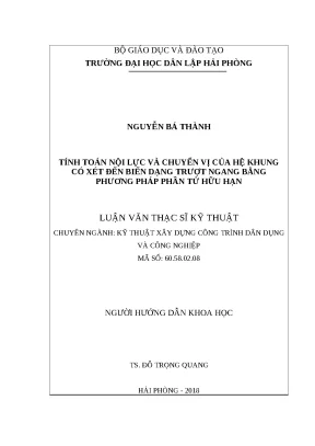 Luận văn hpu tính toán nội lực và chuyển vị của hệ khung có xét đến biến dạng trượt ngang bằng phương pháp phần tử hữu hạn