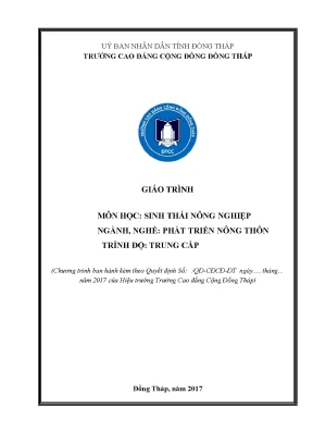 Giáo trình sinh thái nông nghiệp nghề phát triển nông thôn trung cấp trường cao đẳng cộng đồng đồng tháp