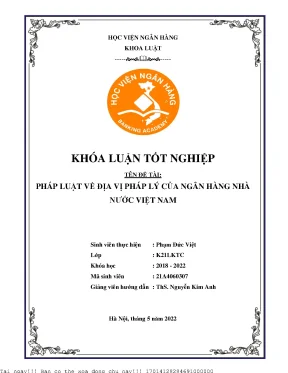 Pháp luật về địa vị pháp lý của ngân hàng nhà nước việt nam