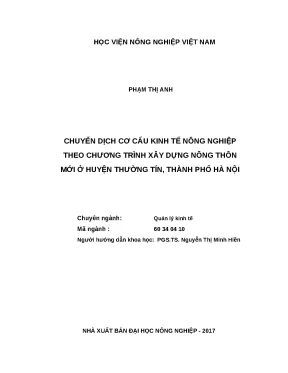 Luận văn thạc sĩ chuyển dịch cơ cấu kinh tế nông nghiệp theo chương trình xây dựng nông thôn mới ở huyện thường tín thành phố hà nội