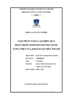 Giải pháp nâng cao hiệu quả hoạt động kinh doanh nhà hàng tầng trệt của khách sạn bến thành
