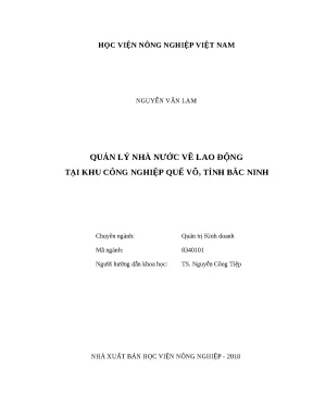 Luận văn thạc sĩ quản lý nhà nước về lao động tại khu công nghiệp quế võ tỉnh bắc ninh