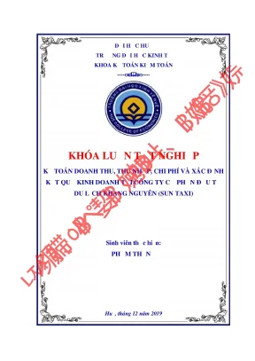 Kế toán doanh thu thu nhập chi phí và xác định kết quả kinh doanh tại công ty cổ phần đầu tư du lịch khang nguyên