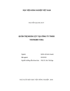 Luận văn thạc sĩ quản trị nhân lực tại công ty tnhh youngbo vina