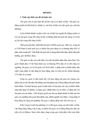 Luận văn ths qlc quản lý nhà nước đối với hoạt động tôn giáo trên địa bàn thị xã hà tiên