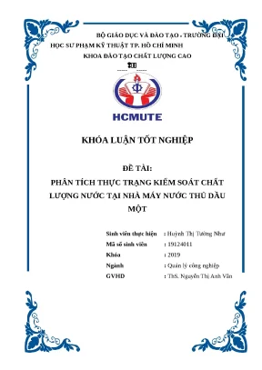 Khóa luận tốt nghiệp phân tích thực trạng kiểm soát chất lượng nước tại nhà máy nước thủ dầu một