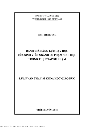Đánh giá năng lực dạy học của sinh viên ngành sư phạm sinh học trong thực tập sư phạm