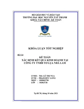 Kế toán xác định kết quả kinh doanh tại công ty tnhh tơ lụa nhã lam