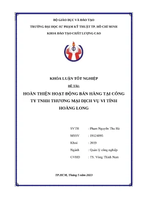 Khóa luận tốt nghiệp hoàn thiện hoạt động bán hàng tại công ty tnhh thương mại dịch vụ vi tính hoàng long