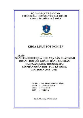 Nâng cao hiệu quả cho vay sản xuất kinh doanh đối với khách hàng cá nhân tại ngân hàng tmcp quân đội chi nhánh sài gòn mb kỳ đồng giai đoạn 2018 2020