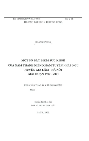 Luận văn một số đặc điểm sức khoẻ của nam thanh niên khám tuyển nhập ngũ huyện gia lâm hà nội giai đoạn 1997 2001