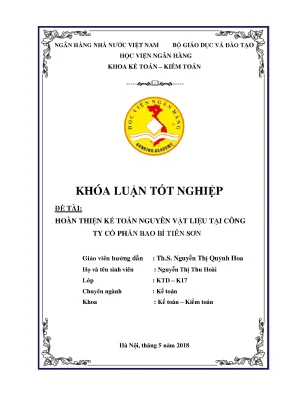 Hoàn thiện kế toán nguyên vật liệu tại công ty cổ phần bao bì tiên sơn