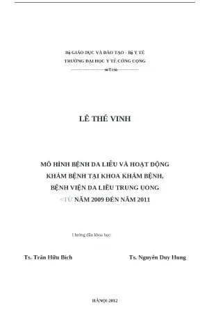 Luận văn mô hình bệnh da liễu và hoạt động khám bệnh tại khoa khám bệnh bệnh viện da liễu trung ương từ năm 2009 đến năm 2011