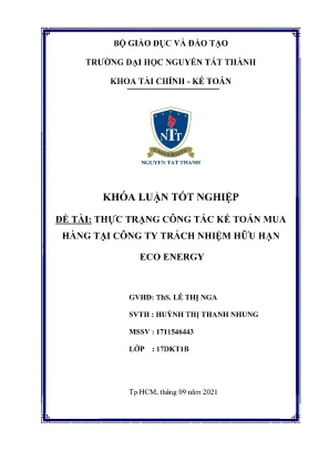 Thực trạng công tác kế toán mua hàng tại công ty trách nhiệm hữu hạn eco energy