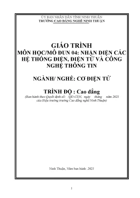 Giáo trình nhận diện các hệ thống điện điện tử và công nghệ thông tin nghề cơ điện tử trình độ cao đẳng