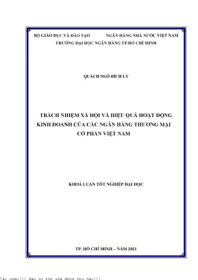 Trách nhiệm xã hội và hiệu quả hoạt động kinh doanh của các ngân hàng thương mại cổ phần việt nam khóa luận đại học chuyên ngành tài chính ngân hàng