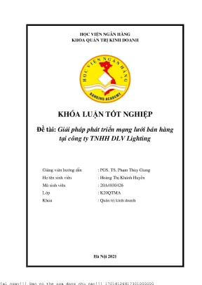 Giải pháp phát triển mạng lưới bán hàng tại công ty tnhh dlv lighting