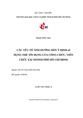 Luận văn thạc sĩ các yếu tố ảnh hưởng đến ý định sử dụng thẻ tín dụng của công chức viên chức tại tp hồ chí minh