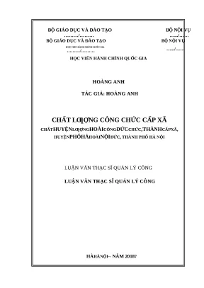 Luận văn thạc sĩ chất lượng công chức cấp xã huyện hoài đức thành phố hà nội