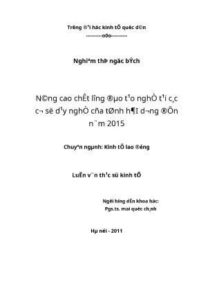 Luận văn thạc sĩ nâng cao chất lượng đào tạo nghề tại các cơ sở dạy nghề của tỉnh hải dương đến năm 2015