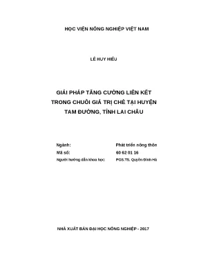 Luận văn thạc sĩ giải pháp tăng cường liên kết trong chuỗi giá trị chè tại huyện tam đường tỉnh lai châu