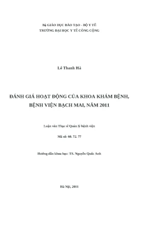 Luận văn đánh giá hoạt động của khoa khám bệnh bệnh viện bạch mai năm 2011
