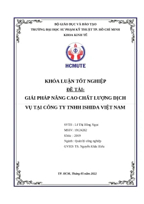 Khóa luận tốt nghiệp giải pháp nâng cao chất lượng dịch vụ tại công ty tnhh ishida việt nam