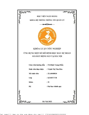 Ứng dụng một số mô hình học máy dự đoán giá bất động sản tại hà nội