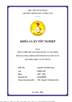 Hoàn thiện kế toán bán hàng và xác định kết quả hoạt động kinh doanh tại nhà xuất bản khoa học và kỹ thuật
