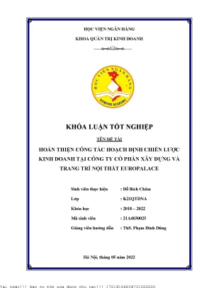 Hoàn thiện công tác hoạch định chiến lược kinh doanh tại công ty cổ phần xây dựng và trang trí nội thất europalace việt nam