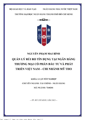 Quản lý rủi ro hoạt động tín dụng tại ngân hàng thương mại cổ phần đầu tư và phát triển việt nam chi nhánh mỹ tho 2022