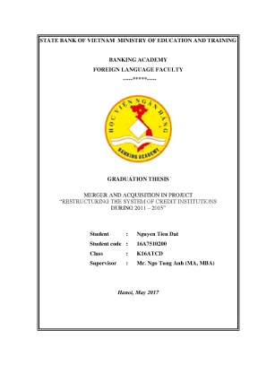 Merger and acquisition in project restructuring the system of credit institutions during 2011 2015 graduation thesis