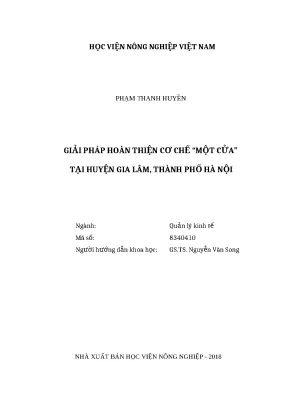 Luận văn thạc sĩ giải pháp hoàn thiện cơ chế một cửa tại huyện gia lâm thành phố hà nội