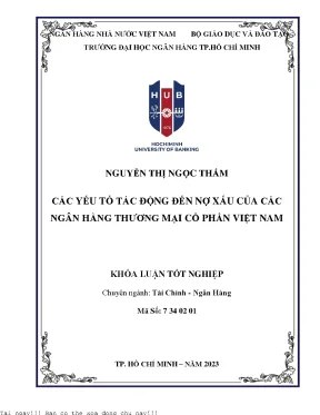 Các yếu tố tác động đến nợ xấu của các ngân hàng tmcp việt nam 2023